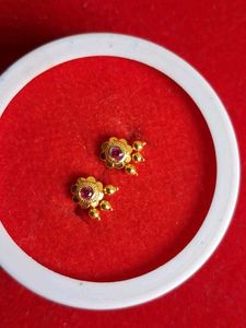 Gold-Plated Floral Stud Earrings