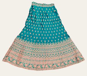 Teal &amp; Pink Embroidered Lehenga