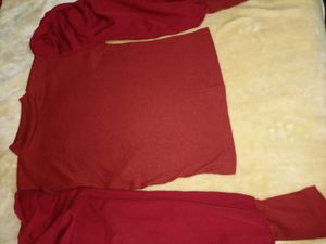 Red Puff Sleeve Mock Neck Top