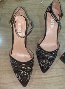 Elle Embellished Black Heels