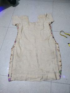 Golden Full Embroidery Kurti