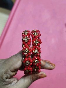 Red Beaded Bangles