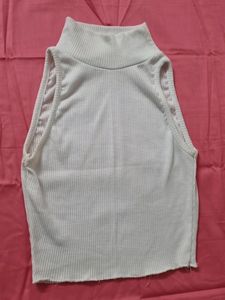 High Neck Ribbed Crop Top