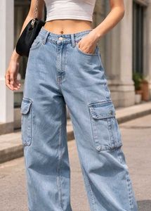 Light Wash Denim Cargo Pants