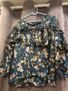 Floral Ruffle Long Sleeve Blouse Top