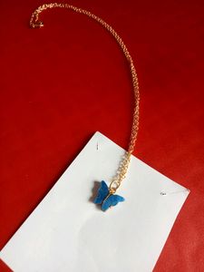 Blue Butterfly Pendant Necklace