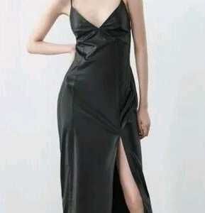 ZARA Faux Leather Midi Dress