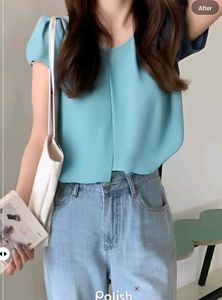 New With Tag Trendy Korean Flair Blue Pullover