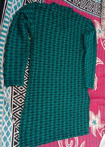 Dark Green + Black Woolen Kurta