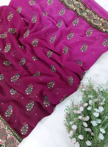 Magenta Gradient Georgette Saree