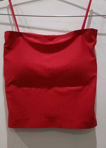Red Ribbed Tank Top