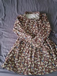 brown printed dress