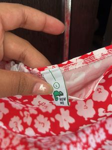 Red Floral Puff Sleeve Mini Dress