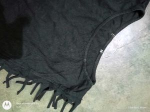 Punk Sleeveless Black Tshirt With Tassel