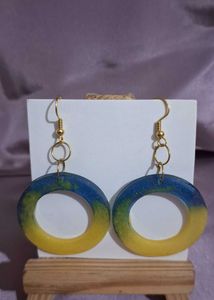 Blue & Yellow Circle Earrings
