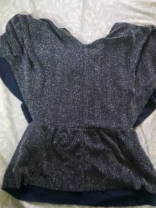 Sparkly Navy V-Neck Top