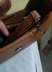 Brown Shoulder Bag with Logo