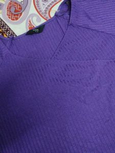 Purple Ribbed Knit Top