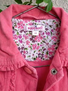 Pink Corduroy Ruffle Jacket For Girls