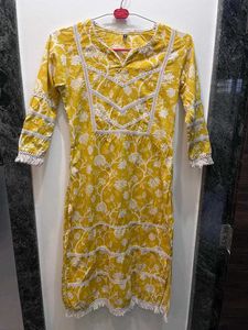 Yellow Floral Print Kurti