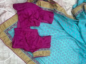 Elegant Blue & Purple Saree