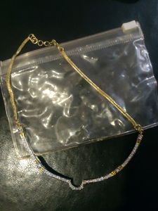 American Diamond (AD) White Color Hasli/Choker/Pendant with Chain for Girls