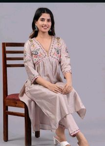 Premium Blush Pink Kurta Set With Lining