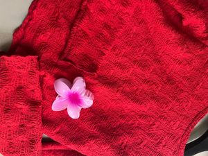 Red Textured Top