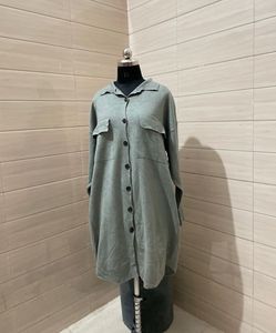 ZARA Oversized Button-Down Shirt Dress