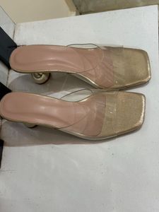 Gold Clear Strap Heels - Size 7