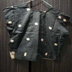 Black Indo Western Crop Top