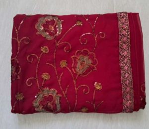 New Maroon Saree with Intricate Gold Embroidery✨