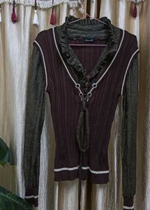 Elegant Brown Knit Top