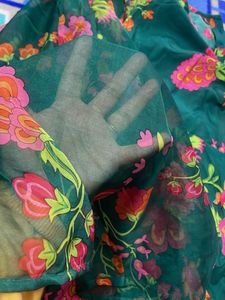 Floral Green Kurta Set with organza dupatta