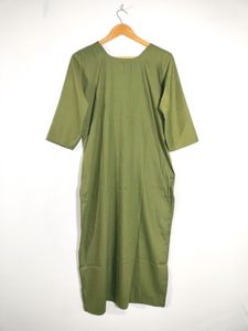 Olive Green Embroidery Kurtas (Women&#39;s)