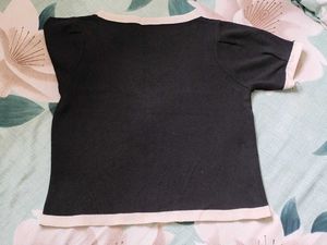 Black &amp; White Trim Square Neck Top