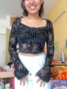 Elegant Black Floral Top