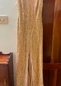 shimmer gold party wear gown ✨