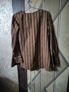 Striped Brown Tunic Top office wear