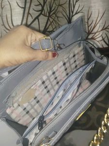 Gray Quilted Handbag