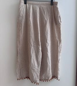 Beige Red Checked Kurta With Palazzos