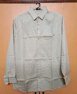 Beige Cotton Printed Shirt