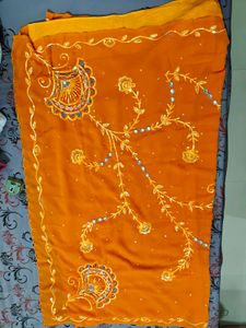 Elegant Orange Saree with Blouse