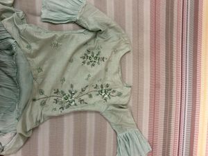 Pastel Green Embroidered One-Piece Gown