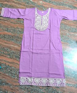 Lavender Embroidered Kurti Xl Size
