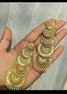 Gold Plated And Golden Oxidised Earrings