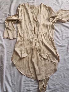 Champagne Satin Tie-Waist Top