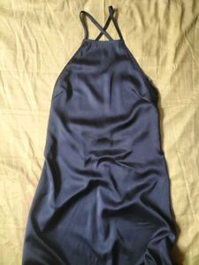 Navy Blue Halter-Neck Maxi Dress