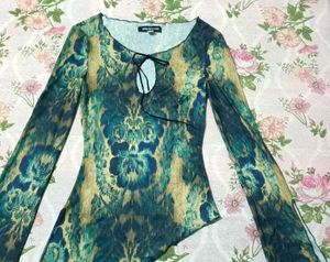 Y2k FLORAL PRINT LONG SLEEVE TOP