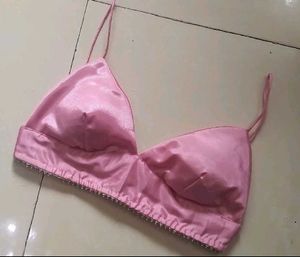 Pink Satin Bralette Blouse